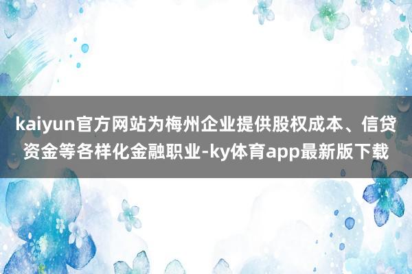 kaiyun官方網(wǎng)站為梅州企業(yè)提供股權(quán)成本、信貸資金等各樣化金融職業(yè)-ky體育app最新版下載