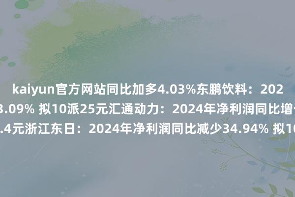 kaiyun官方網站同比加多4.03%東鵬飲料：2024年凈利潤同比增長63.09% 擬10派25元匯通動力：2024年凈利潤同比增長68.46% 擬10派1.4元浙江東日：2024年凈利潤同比減少34.94% 擬10派1.2元TCL智家：2024年凈利10.19億元 同比增29.58%聚飛光電事跡快報：2024年凈利潤3.39億元 同比增47.26%南網儲能事跡快報：2024年凈利潤11.26億