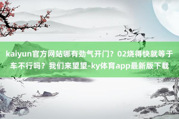 kaiyun官方網站哪有勁氣開門？02燒得快就等于車不行嗎？我們來望望-ky體育app最新版下載